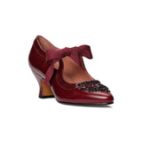 Laurel Beaded Edwardian Shoes (Burgundy/Black)