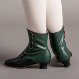 Renoir Victorian Button Boots (Green/Black)